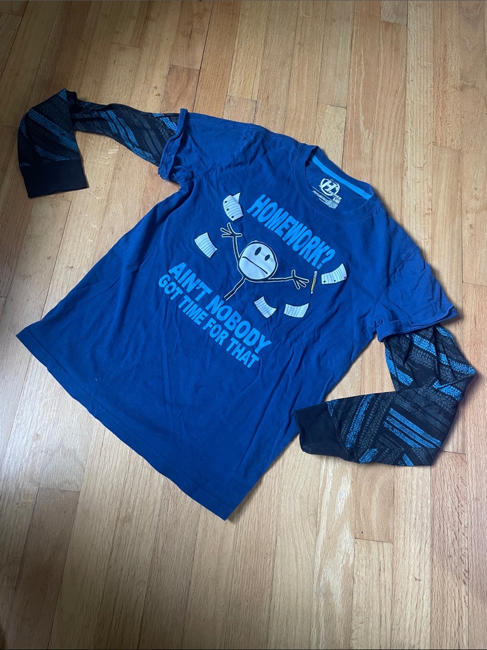 H Series XL Blue Graphic Tee with Turquoise Trim